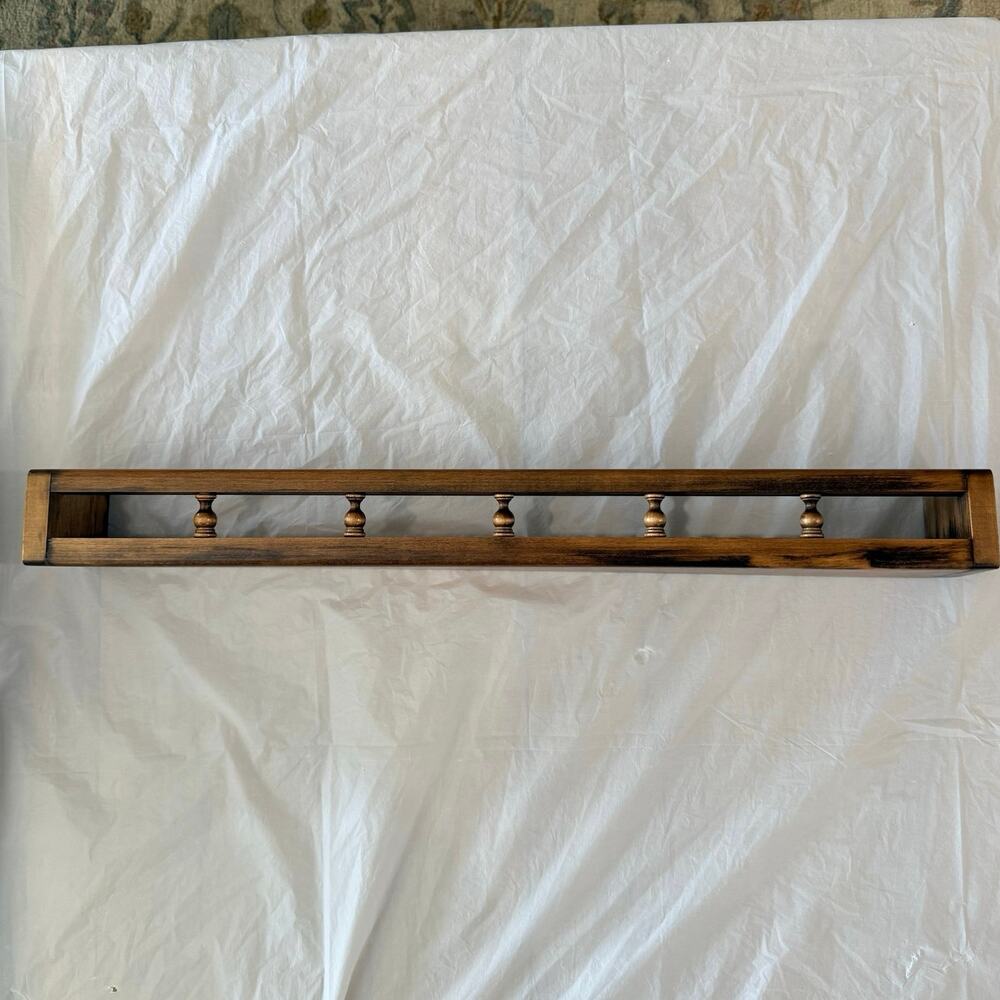 Vintage Solid Wood Wall Shelf Spindles Display Spice Plate Rack - Picture 3 of 12